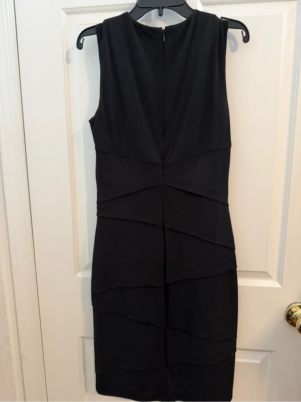White House Black Market Black Sleeveless Faux Erap Midi Dress with Ring Detail - Picture 5 of 9